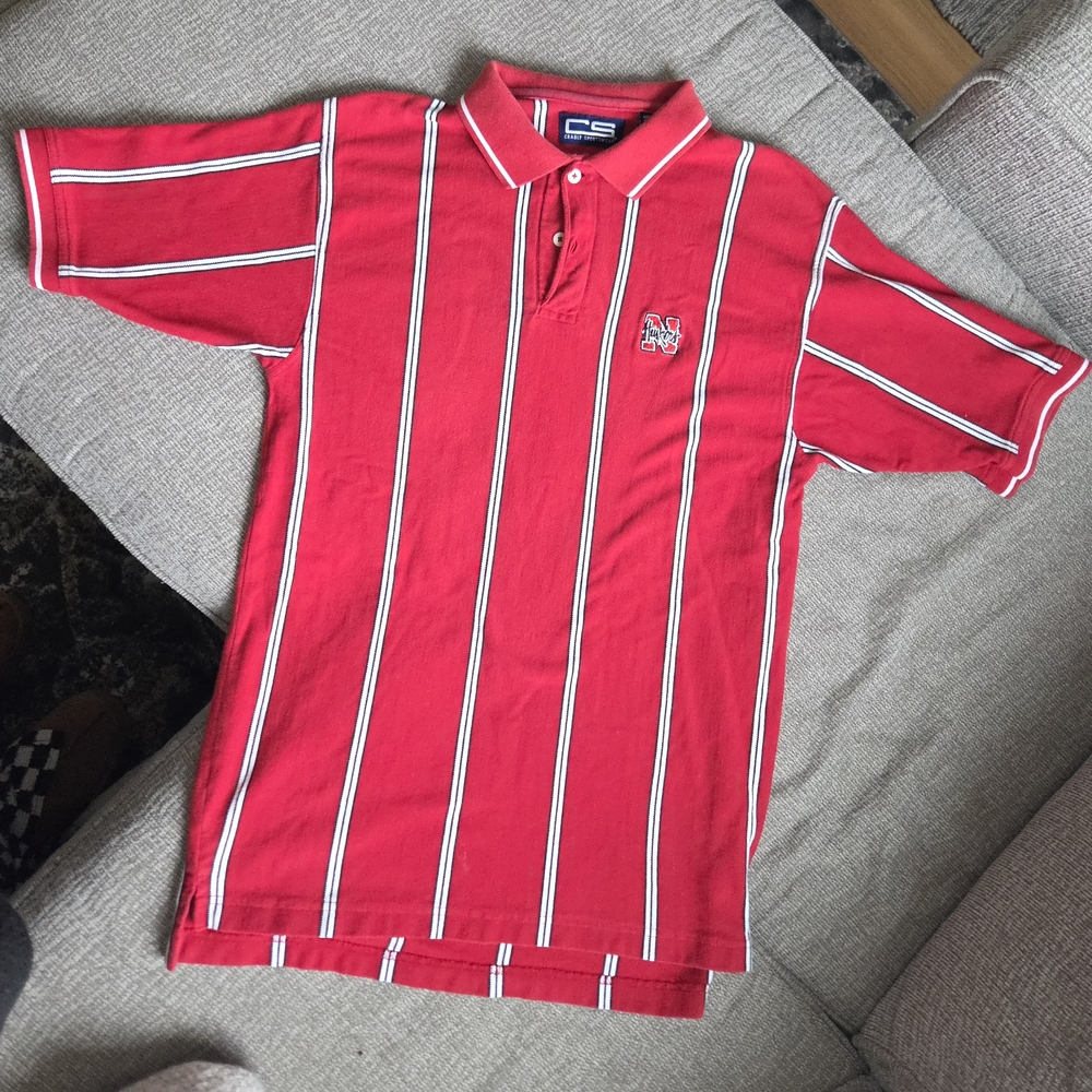 Vintage Striped Nebraska Huskers Polo